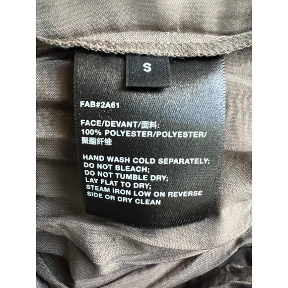 LAFAYETTE 148 WOMENS SMALL PLISSE GATHERED WAIST MIDI DRESS PEWTER METALLIC NEW - Picture 7 of 13